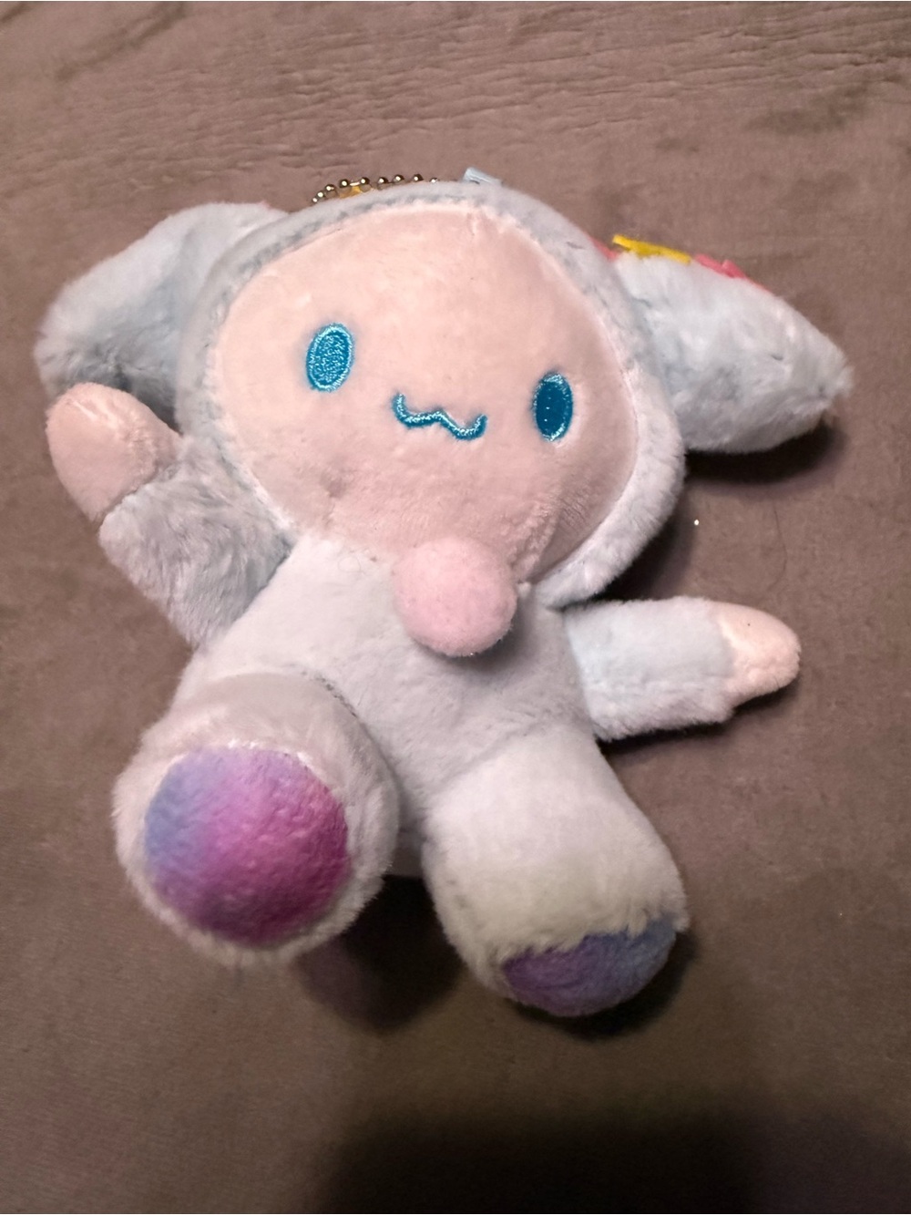 Cute White Puppy Plush Keychain Clip Pastel Paws